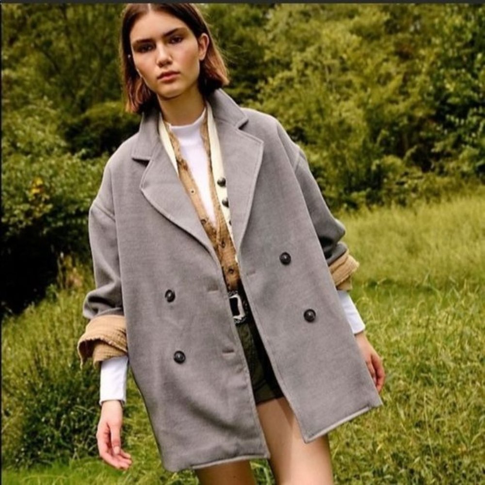 Free People Hannah Slouchy Blazer Jacket in Washed Black